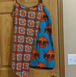 Teal orange and black African print summer dress